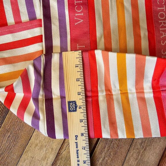 NWT Victoria's Secret Pink Stripe Weekender Tote Gym Travel Beach Zip Large Bag - Picture 8 of 10